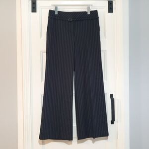 Ann Taylor Loft Womens 6 Marisa Wide Leg Pinstripe Trouser Stretch Pant Black